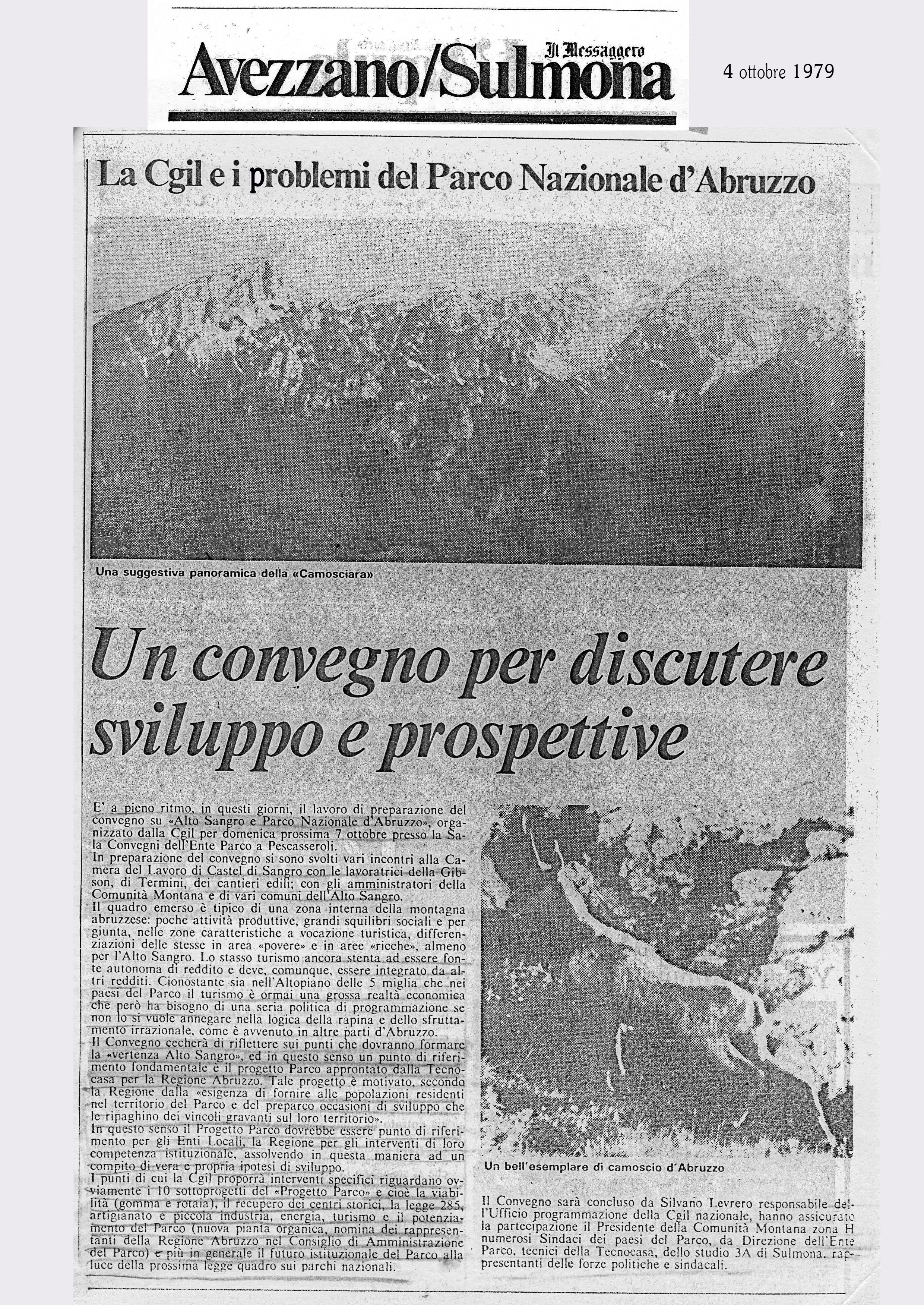 1979.10.04. Messaggero. Convegno Cgil Pna